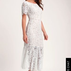 Lulu’s love you tonight white lace midi dress